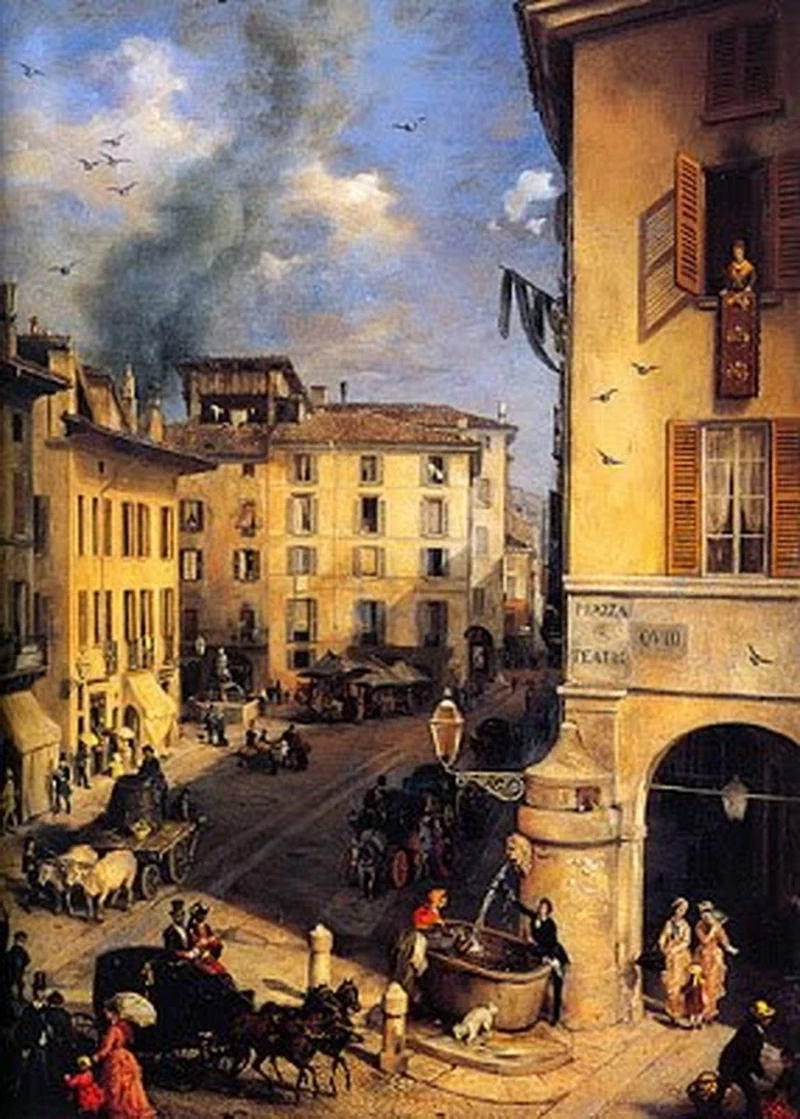  236-Angelo Inganni-Via X Giornate- la fontana 